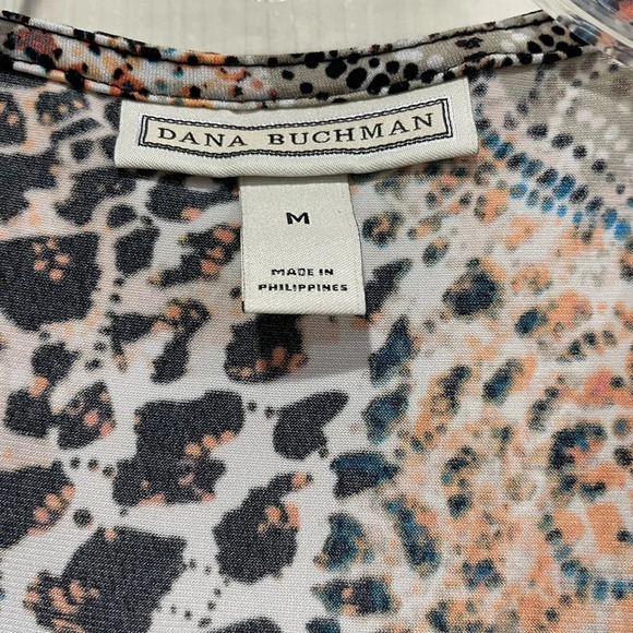 Dana Buchman Release Pleat Sleeveless Tank Top Orange Pattern Medium - Picture 4 of 6